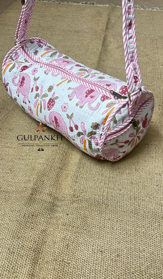 Blush Elephant Garden Kids Cotton Duffel & Swim Bag – Kids Travel Bag | Gulpankh Canada