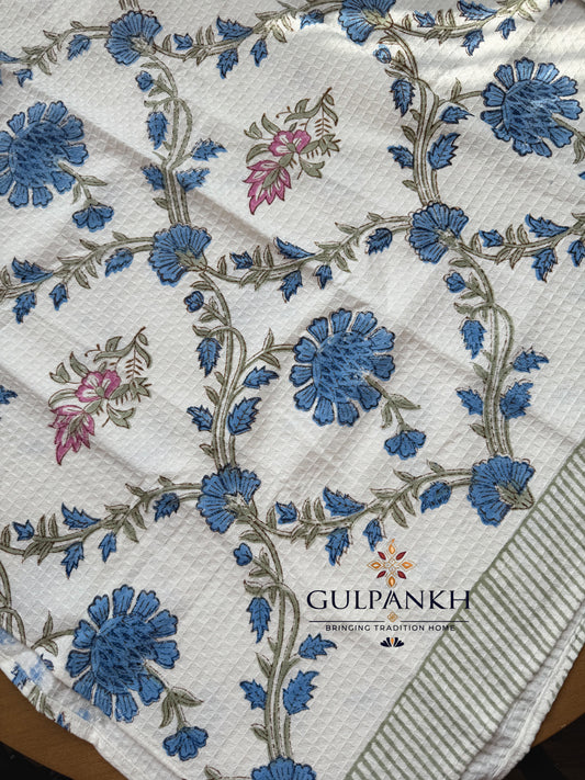 Neel Bel Hand Block Printed Waffle Cotton Towel | Gulpankh Canada