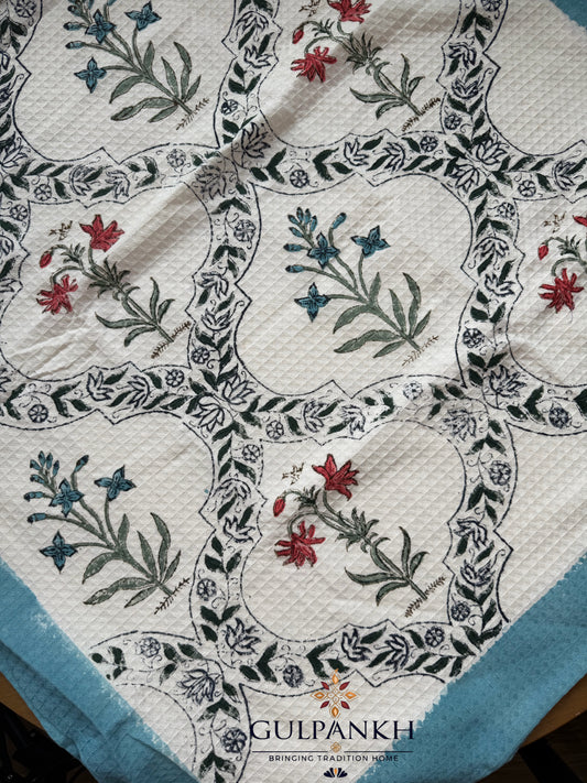 Mughal Jaal – Hand Block Printed Waffle Cotton Towel | Gulpankh Canada